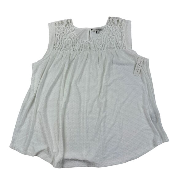 Zac & Rachel Tops - NWT Zac & Rachel Woman White Swiss Dot Crochet Sleeveless Blouse Tank Plus Sz 2X